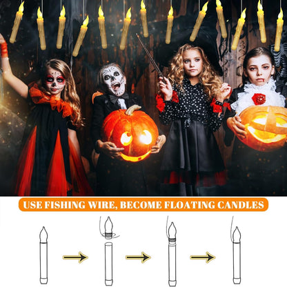 SOONEEDEAR Harry Floating Battery Operated Flameless Hanging Candle Lights with Potter Magic Wand Remote, Floating Candles with Remote, Hanging Decor for Home Classroom Birthday Party Church