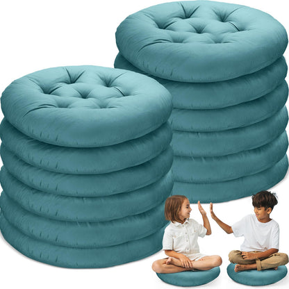 Fumete 12 Pcs Round Floor Pillows Cushions Seating 16 x 16 Inches Floor Round Cushions for Kids Toddlers Flexible Reading Chair Pillows for Classroom Home School Playing Supplies(Peacock Blue)