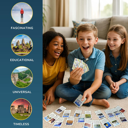 200 World Landmark Fun Fact Cards – Fascinating, Educational Flash Cards for Kids | Lunchbox Notes, Homeschool, Classroom, Travel + Bonus Printable 60 Space Fun Facts | Back to School & Gift Idea