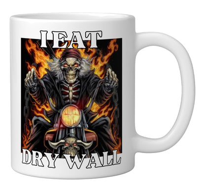I Eat Drywall Funny Cringe Hard Skeleton Meme Ceramic Mug, White