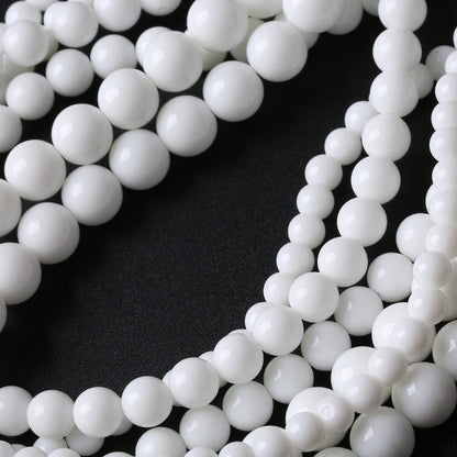 45PCS 8MM Natural White Agate Stone Beads Round Shape Suitable for Jewelry DIY Bracelet 15 Inches