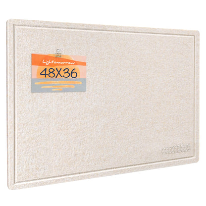 Lightomorrow Large Bulletin Board - 48 x 36 Inches, Decorative Felt Pin Board for Wall - 4' x 3' Foldable Photo Display Board with Self-Adhesive Tape, Includes 20 Push Pins - Oatmeal