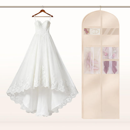 TANGKA Upgraded Version 72" Wedding Dress Garment Bag Dress Bags for Gowns Bridal Dress Travel Bag with 12”Gusseted and Accessory Pockets for Wedding Dress, Puffy Gowns, Equipped with Shoulder Straps
