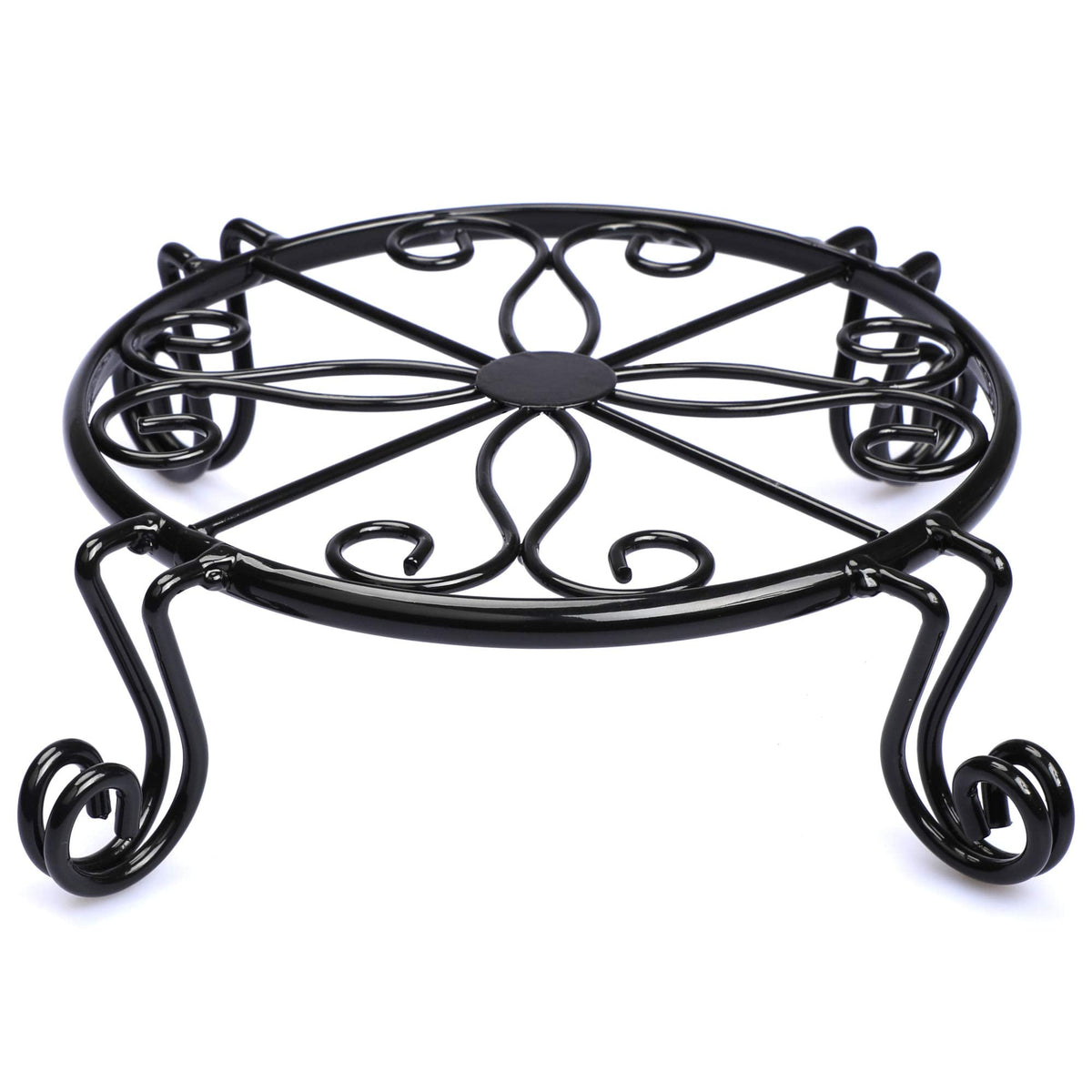 Black Plant Stand for Flower Pot Heavy Duty Potted Holder Indoor Outdoor Metal Rustproof Iron Garden Container Round Supports Rack for Planter Bronze, Pumpkin Stand Outdoor