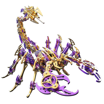 Scorpion 3D Metal Puzzles for Adults, 454PCS Stainless Steel DIY Mechanical Metal Model Kits, No Glue Assembly with Movable Joints, Challenging Metal Building Kit Desk Decor Gift (Purple-Glod)