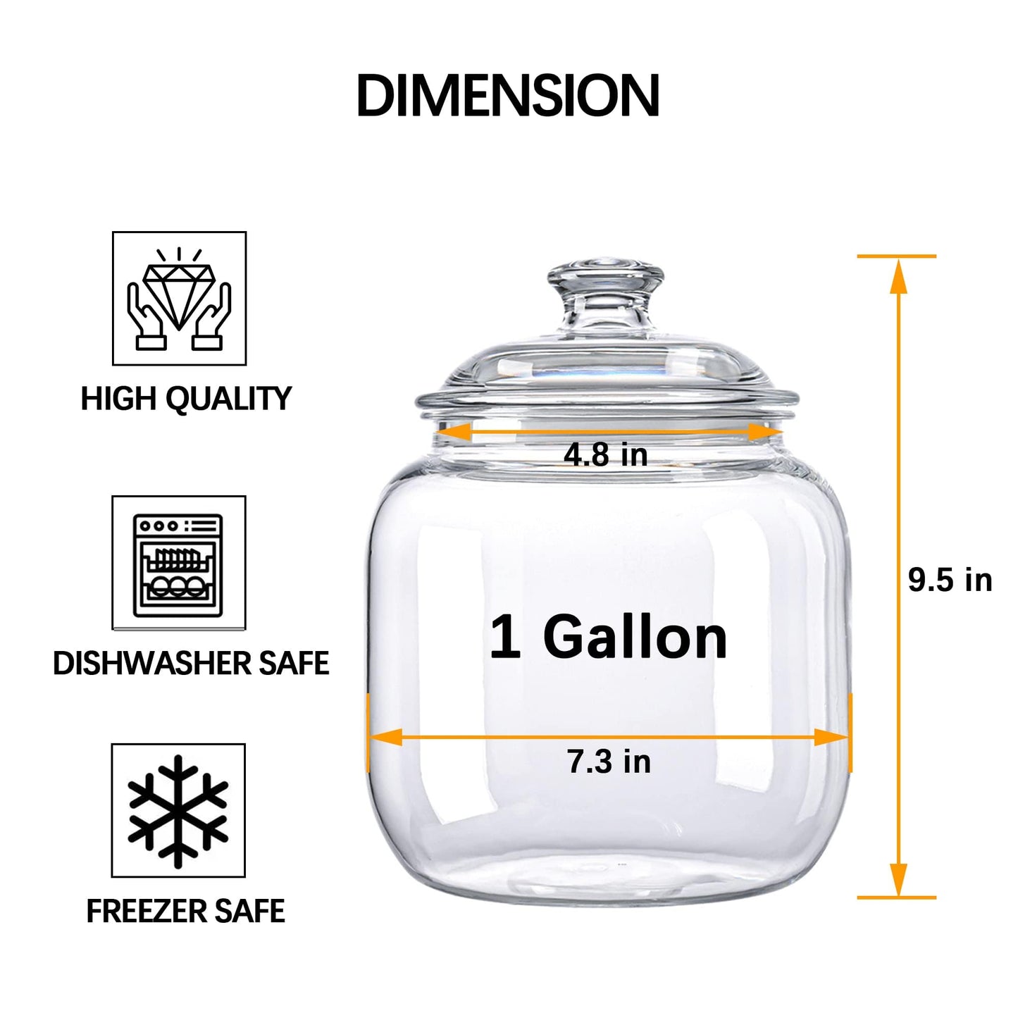 YUEJUM 128 oz Unbreakable & Dishwasher Safe Airtight Food Storage Canister | 1 Gallon Premium Plastic Shatterproof Apothecary Jars | Container for Cookie, Dog Treats, Pet Food, Candy