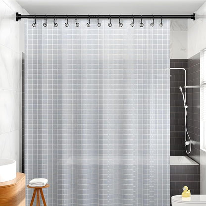 MEXAU Black Tension Curtain Rod 40-78 Inch Long Tension Rod 1.26" Spring Tension Curtain Rod Adjustable Curtain Rods No Drilling Tension Shower Rod Curtain Tension Rod for Bathroom Windows Doorways