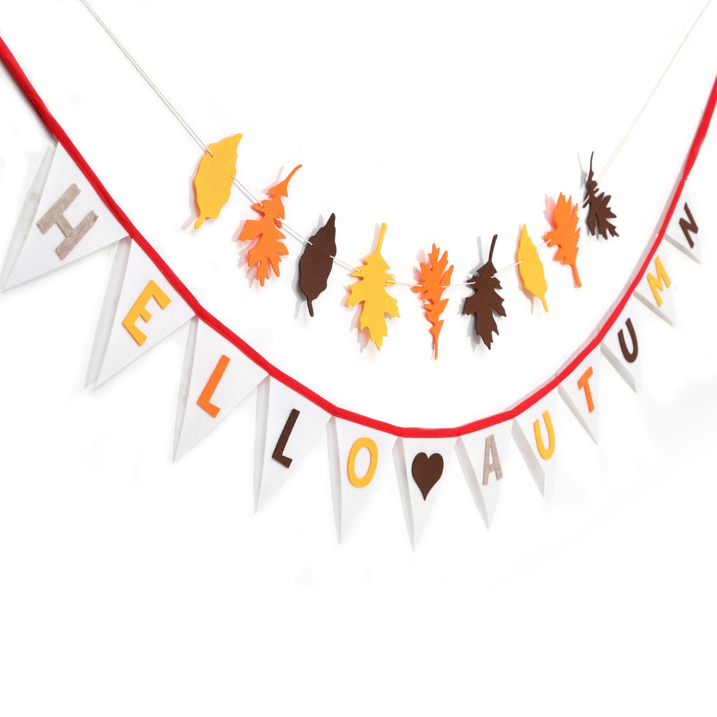 Hello Autumn Felt Bunting - Harvest Festival Farm Theme Wall Hanging Garland, Thanksgiving Autumn Leaves Garland, Halloween Pumpkin Spice Banner, Halloween Nursery Room Fire Place Hanging Decors