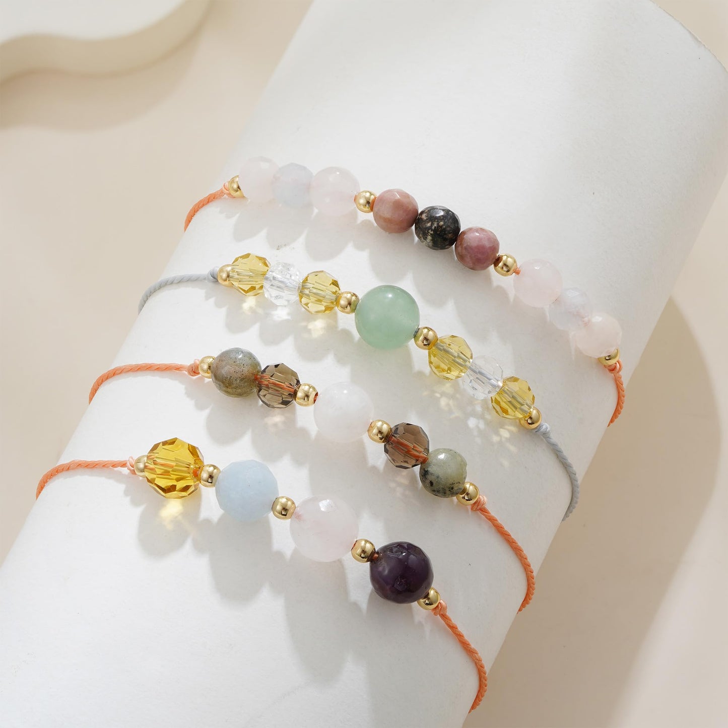 Fezodo Inspirational Encouragement Gifts for Women, Spiritual Crystals and Healing Stones Bracelets Chistmas Valentines day Birthday Gift for Friends Women Men (Peach Moonstone)