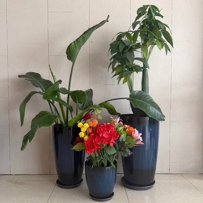 MinCHI257 24/21/11 Inch Tall Planter Pots Garden Plastic Planters - Set of 3 for Indoor & Outdoor Use - Decorative Lightweight Flower Pots