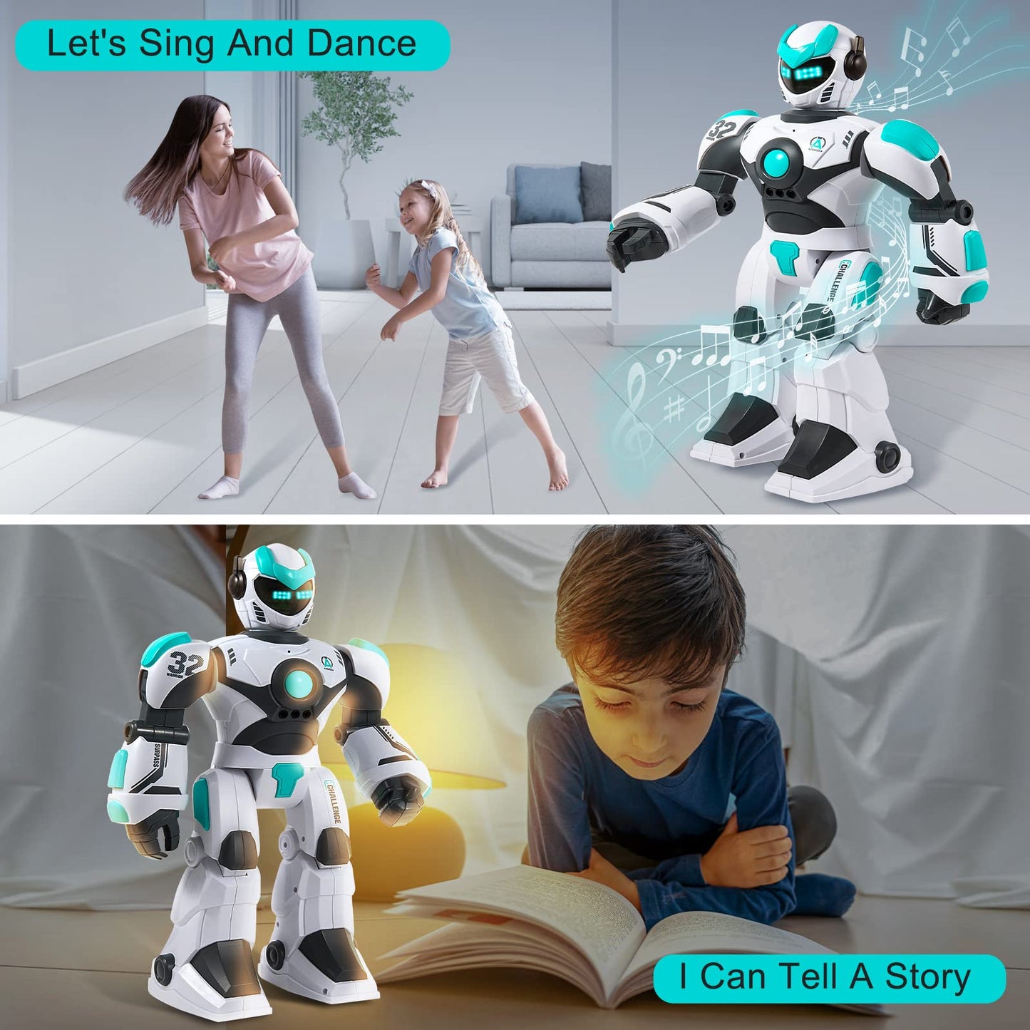 HPROMOT RC Robot Toy for Kids Remote Control RobotToy, Smart Gesture Sensing Rechargeable & Programmable Robot Walking Dancing Singing Chirstmas Gift for 3-15 Years Old Boys Girls
