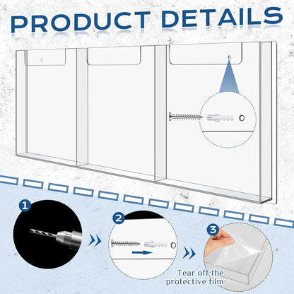 Sherr 4 Pcs Acrylic Brochure Pamphlet Holder Wall Mount 2 Sizes 9 Pocket Fits for 8.5" x 11" and 4" x 9" Brochure Magazine Holder Literature Multi Slot Wall Mount Combo Display Clear Flyer