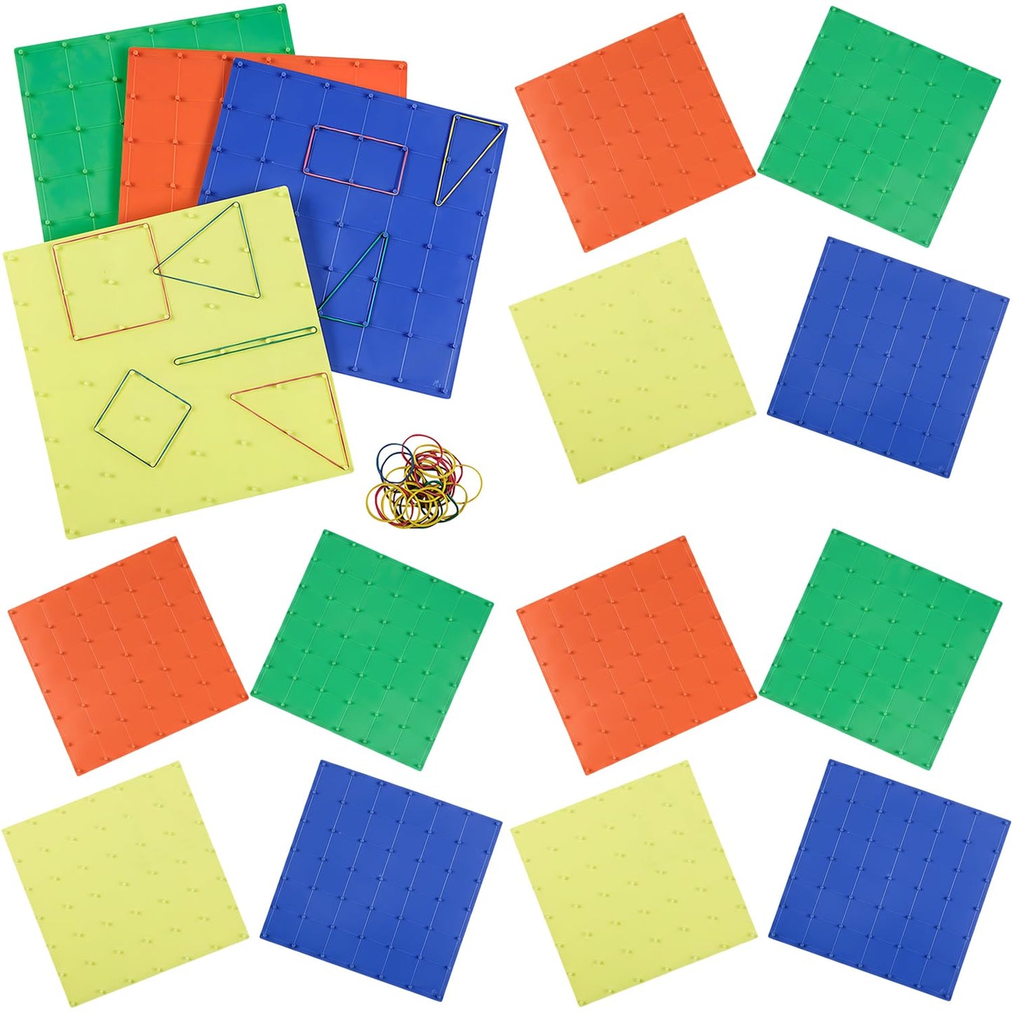 Fun Express 8" x 8" Geoboard Multicolor Plastic Math Manipulatives – 12 Pc.