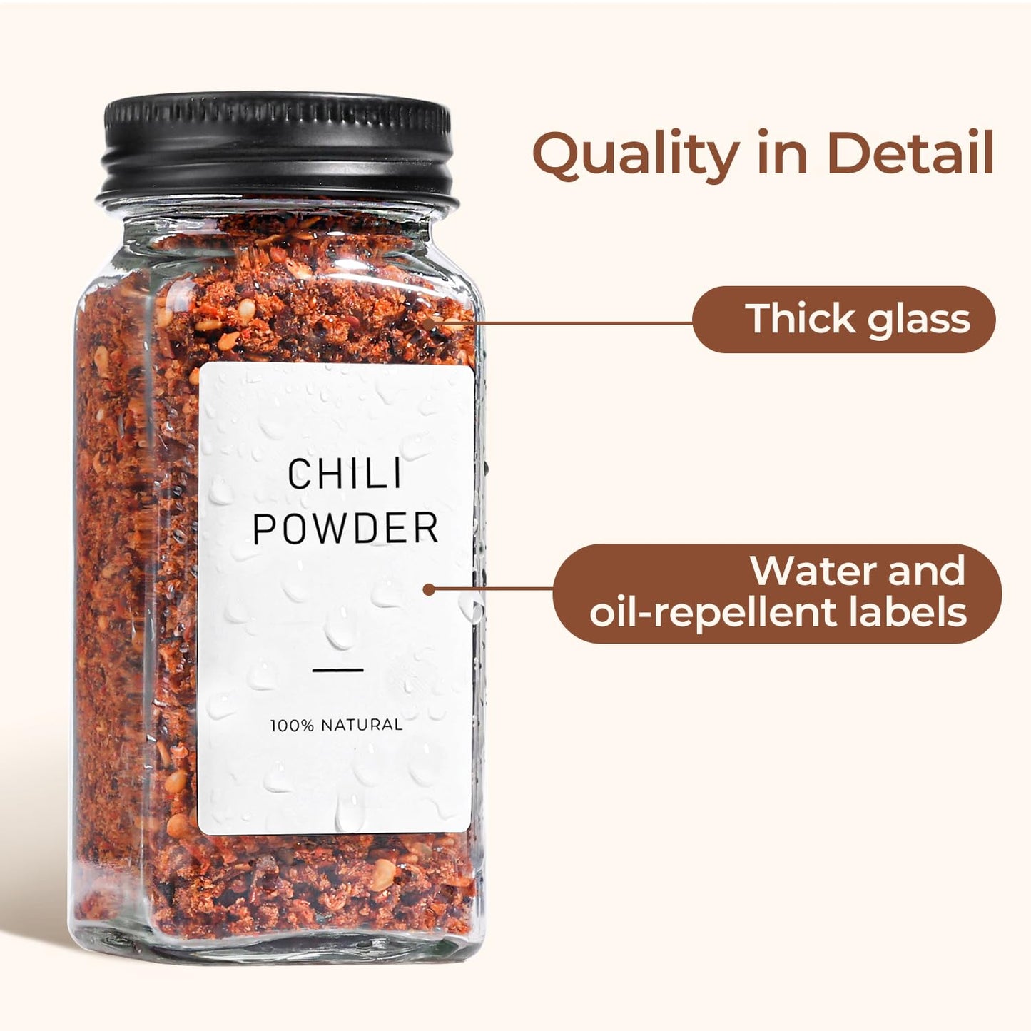 ComSaf Aesthetic Minimalist Glass Spice Jars with Labels, 24Pcs 4oz Empty Spice Containers with 93 Labels, Metal Funnel, Extra Shaker Lids, Square Spice Bottles for Kitchen Organization