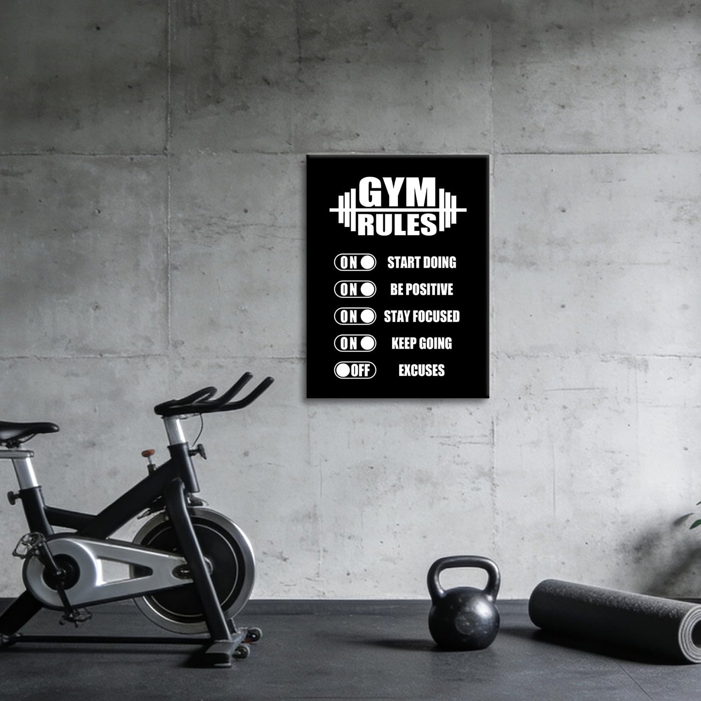 YSPCSUN Motivational Gym Posters For Home Workout Room Decor Inspirational Fitness Rules Canvas Wall Art Barbell Signs For Weightlifting Bodybuilding Garage Ready To Hang 24x18 Inch