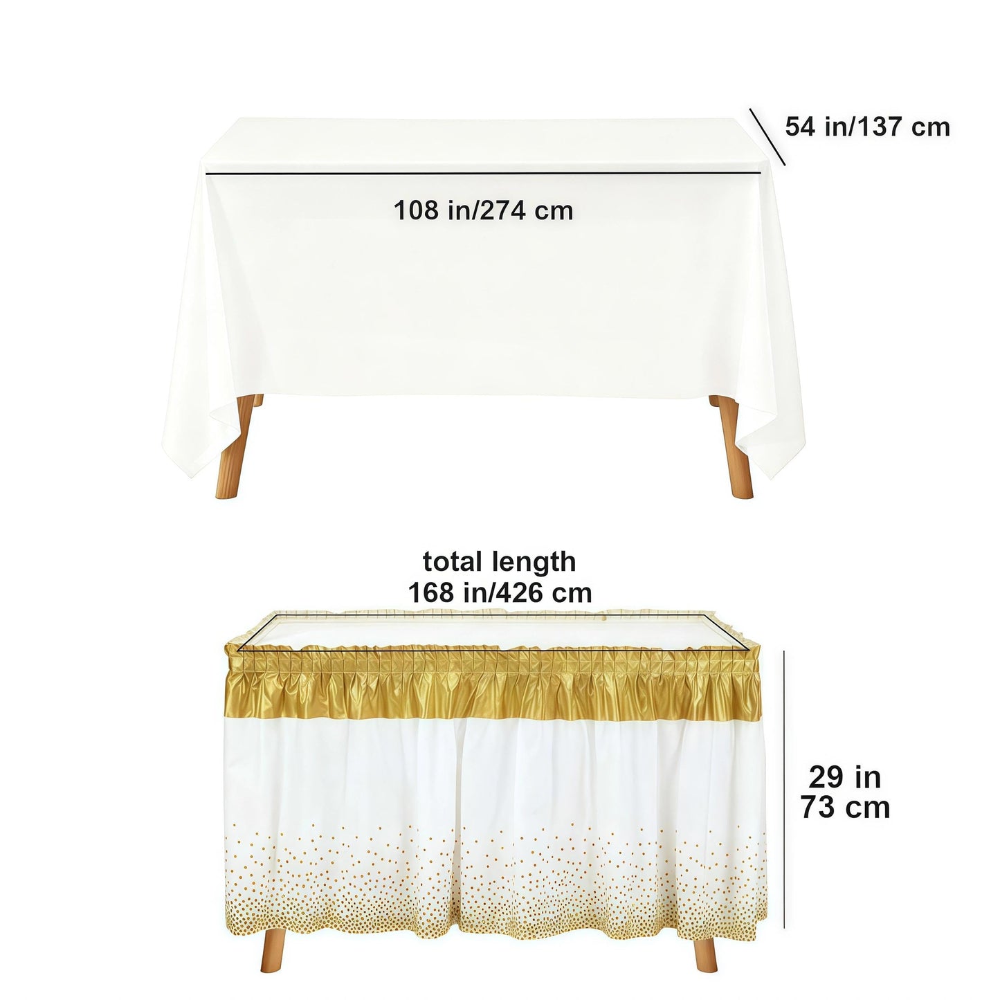 Qitvorax Disposable Table Skirts for Party, Plastic Rectangle Tables 6ft
