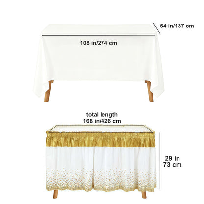 Qitvorax Disposable Table Skirts for Party, Plastic Rectangle Tables 6ft