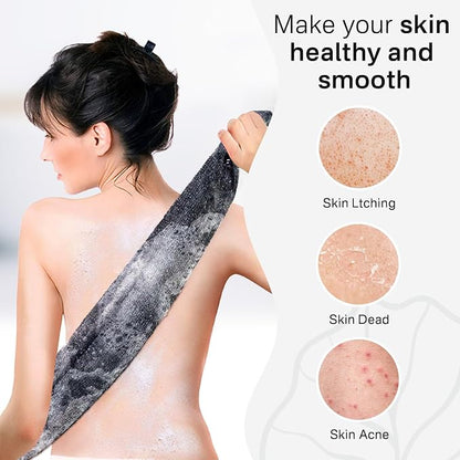 Yiclick Exfoliating Washcloth Towel, Japanese Exfoliating Bath Wash Cloth for Body Exfoliation, Korean Back Scrubber Washer for Shower, African Net Sponge Brush Loofah Exfoliator