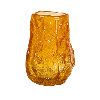 Organically Shaped Glass Vase or Candle Holder, Orange