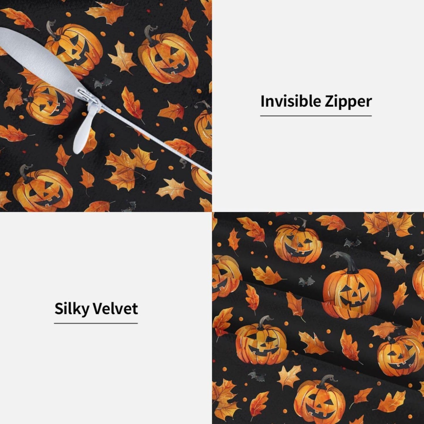 Famame Decorative Pillow Covers Set of 2 Halloween Scary Pumpkins Leaves Throw Pillows Cover 18x18 inch Square Pillowcase Couch Cushion Cases for Sofa Living Room Bedroom Home Decor