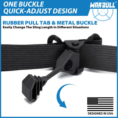 WarBull 2 Point Rifle Sling, QD Swivel Quick Adjust Gun Sling with HK Hook, Soft Shoulder Pad Tactical Rifle Sling for Rifle, Shotgun, Crossbow, Hunting and Outdoor Sports with Keychain Gift (Black)