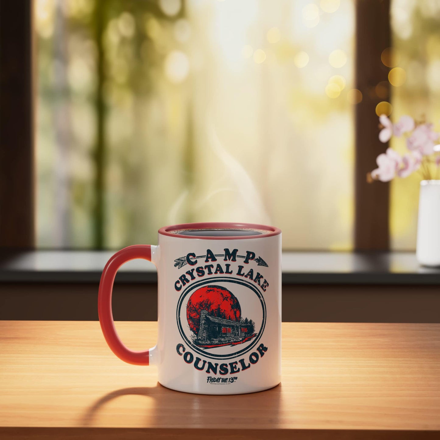 Friday the 13th Camp Counselor Ceramic Mug, Red/White