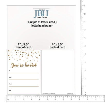 JBH Creations Shimmering Gold Dot Party Invitations - Pack of 48