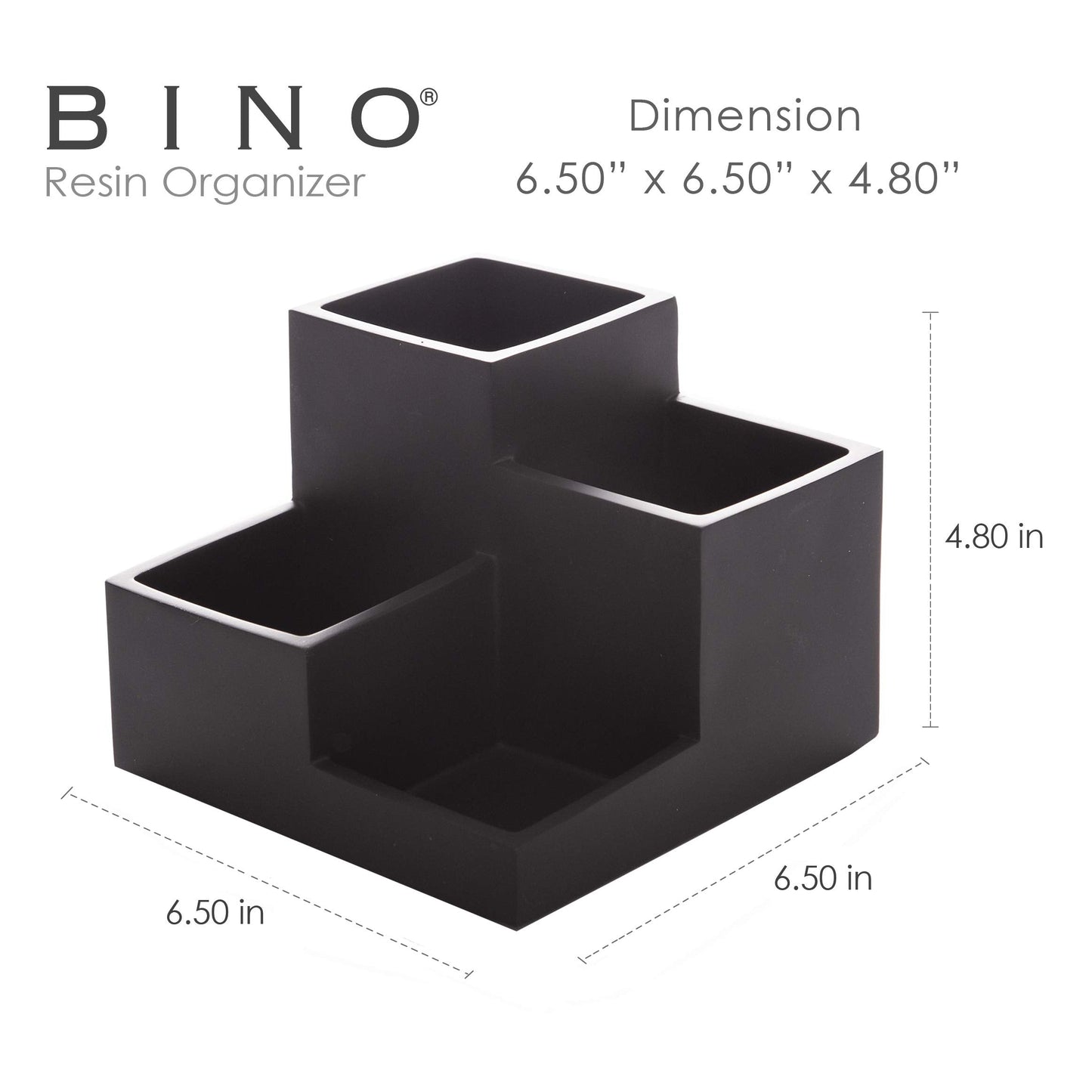 BINO | Multi Purpose 4 Compartment Organizer - Make up Organizer for Vanity - Makeup Holders for Bathroom - Toiletry Countertop - Toothbrush and Bathroom Accessories Holder - Matte Black