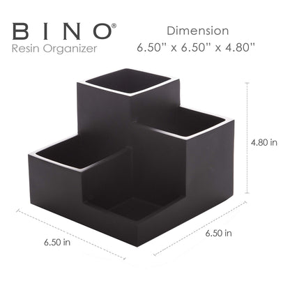 BINO | Multi Purpose 4 Compartment Organizer - Make up Organizer for Vanity - Makeup Holders for Bathroom - Toiletry Countertop - Toothbrush and Bathroom Accessories Holder - Matte Black