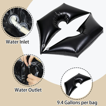 Tree Watering Bag/Ring Slow Release 19 Gallon, Tree Bags for Watering Equipped with Two Low Filling Pipes Deep Root Drip Irrigation Watering for Trees, Plants, and Gardens of All Sizes (1, Black)