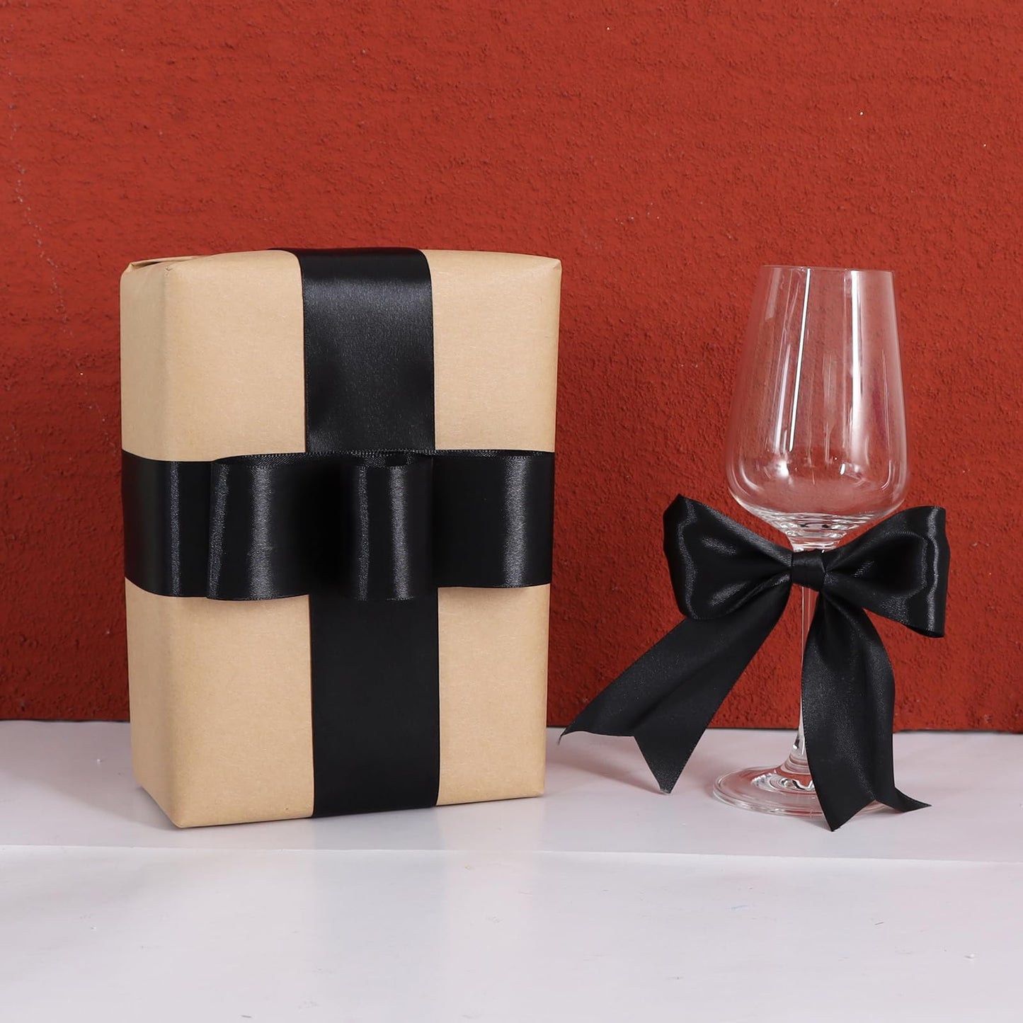 TONIFUL 1-1/2 Inch (40mm) x 100 Yards Black Wide Satin Ribbon Solid Fabric Ribbon for Gift Wrapping Chair Sash Valentine's Day Wedding Birthday Party Decoration Halloween Craft Sewing