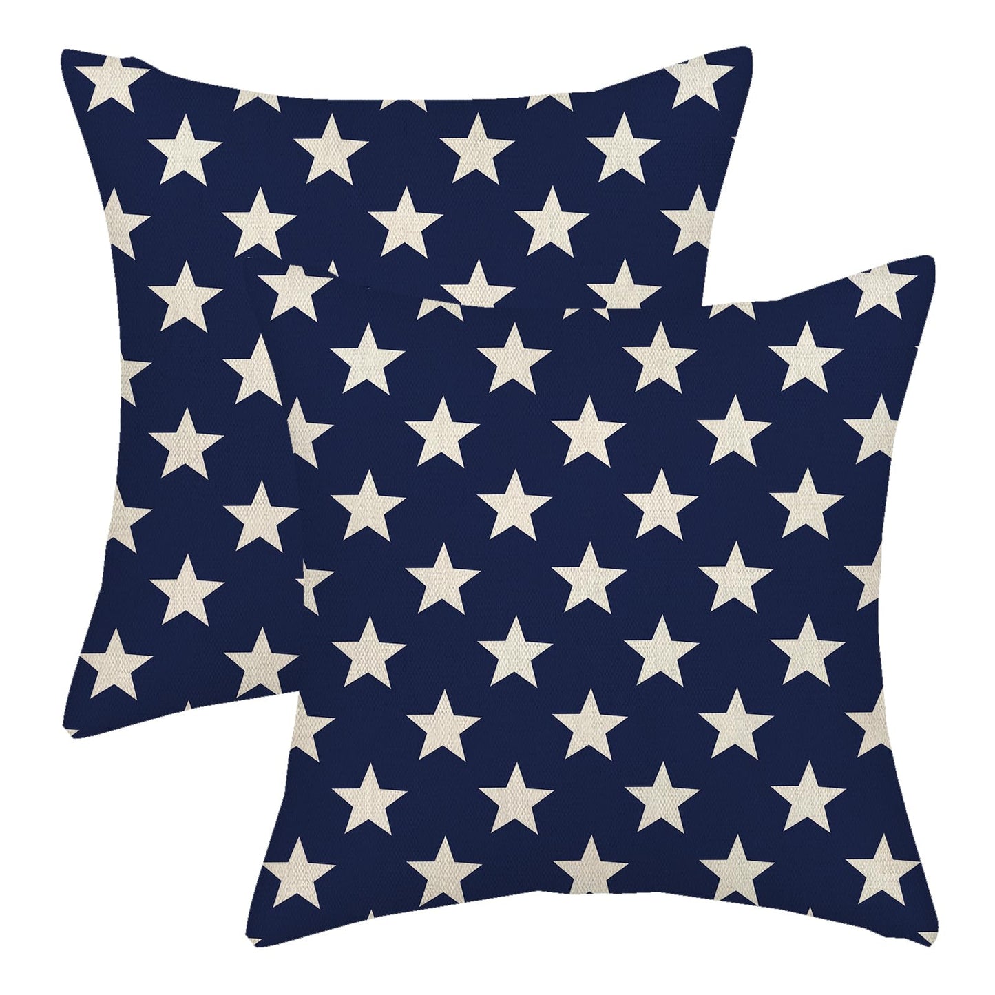 AGAYNA 4th of July Pillow Covers 18x18 Blue and Cream Patriotic Stars Outdoor Decor Throw Pillows for Couch Independence Day Memorial Day Pillowcase Decorative Cushion Case for Sofa Bed Set of 2