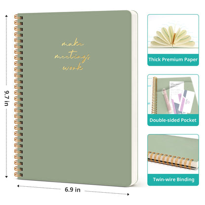 6 Pack of Meeting Notebook for Work Organization - Work notebook with action items, Meeting Minutes Planner Notebook, Perfect Office Supplies for Men & Women - Multi