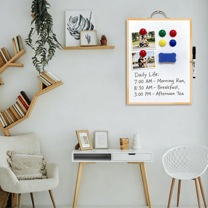 Small White Board,16"X12"Portable Aluminum Frame Whiteboard, Magnetic Double Sided Dry Erase Board, with A Handle and Side Pen Clip,for Office, Home,School,Includ 4 Magnets,1 Eraser,1 Marker (Gold)