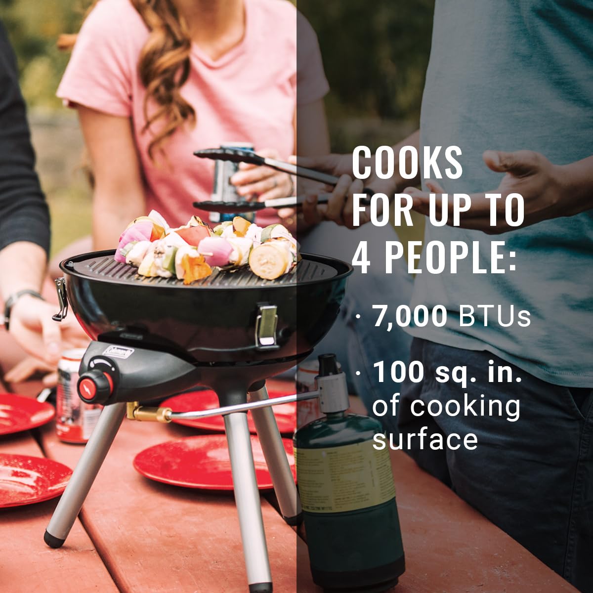 Coleman 4-in-1 Portable Propane Grill with 4 Cooking Attachments, Grill/Stove/Griddle/Wok with 7000 BTUs of Power for Grilling, Tailgating, Camping, BBQ, & More