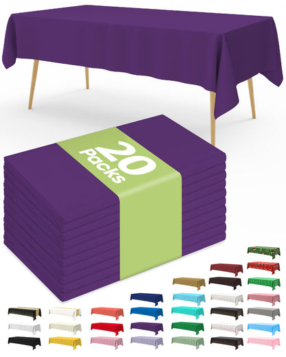 Pureegg Plastic Table Cloth Disposable 20 Pack, 54 x 108 Inch Table Cloths, Graduation Decorations Class of 2026, Graduation Party Tablecloths, Rectangle, Plastic Cover, Leakproof & Sturdy, Purple