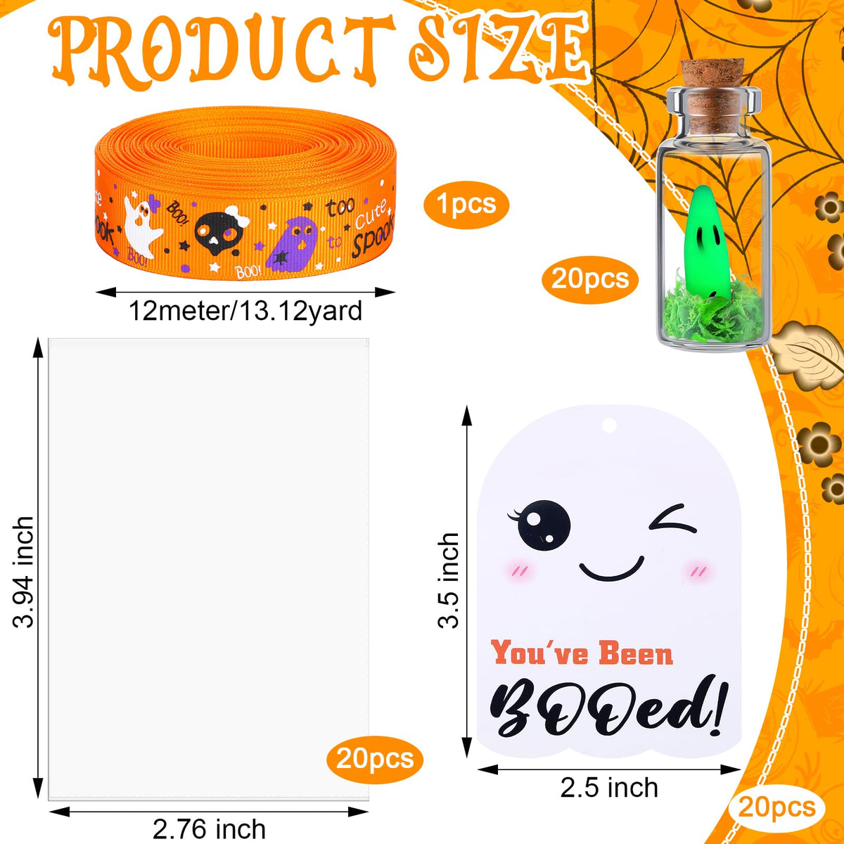 Meanplan 20 Sets Halloween Adopt a Ghost in a Mason Jar with Moss Glow in The Dark Luminous Ghost Figurine for Halloween Horror Decorations Party Favors Gifts DIY