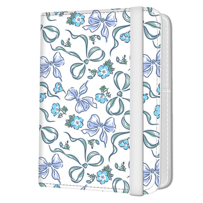 NUGGHU Passport Holder for Travel Essentials, Leather RFID Blocking Passport Wallet Cover Case, Cute Passport Book Holders for Women and Men Blue Bowtie