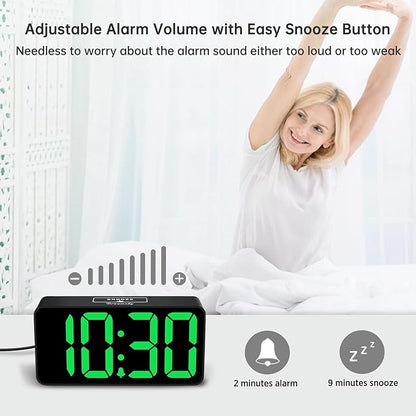 DreamSky Small Digital Alarm Clock for Bedroom with Large Big Numbers | Electric Bedside Desk Clock with USB Charging Port, Brightness Dimmer, Adjustable Alarm Volume, USB-C Adapter Powered