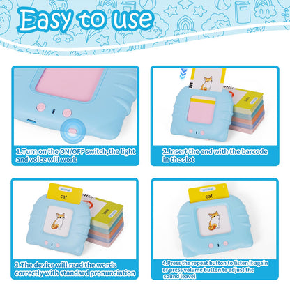 Talking Flash Cards for Toddler, Learning Toys for Toddlers 1-3 Pocket Speech, Talking Learning Flash Cards Educational Toys Sensory Toys Gift for Boys and Girls (510 Sight Words-Blue)