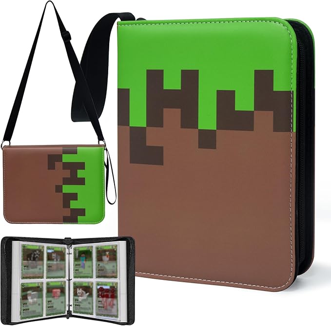 Card Binder with Shoulder Strap, 4 Pocket with 50 Sleeves up to 400 Cards, Waterproof Card Storage Book for Card Collectors, Game Cards Display Case