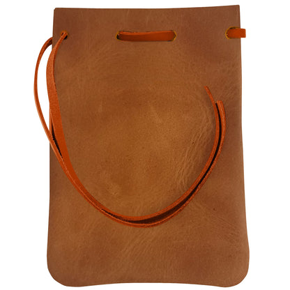Nabob Leather Leather Drawstring Pouch, Coin Bag, Medicine Tobacco Pouch Medieval Reenactment Made in U.S.A Size 8.5" x 6"