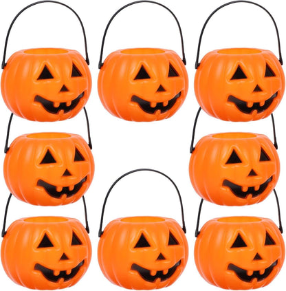 NUOBESTY Halloween Candy Bucket, 8pcs Small Halloween Pumpkin Bucket Trick or Treat Pail Water Party Candle Holder |3.35 x 2.17 x 1.77 inches
