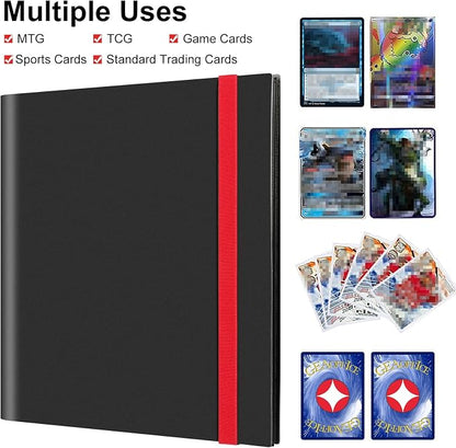 GEAoffice Card Binder, 12 Pockets Trading Card Album Folder Holder, 624 Side Loading Pockets Card Collection Binder for Yugioh, MTG, TCG, Sports & Games Cards, Black