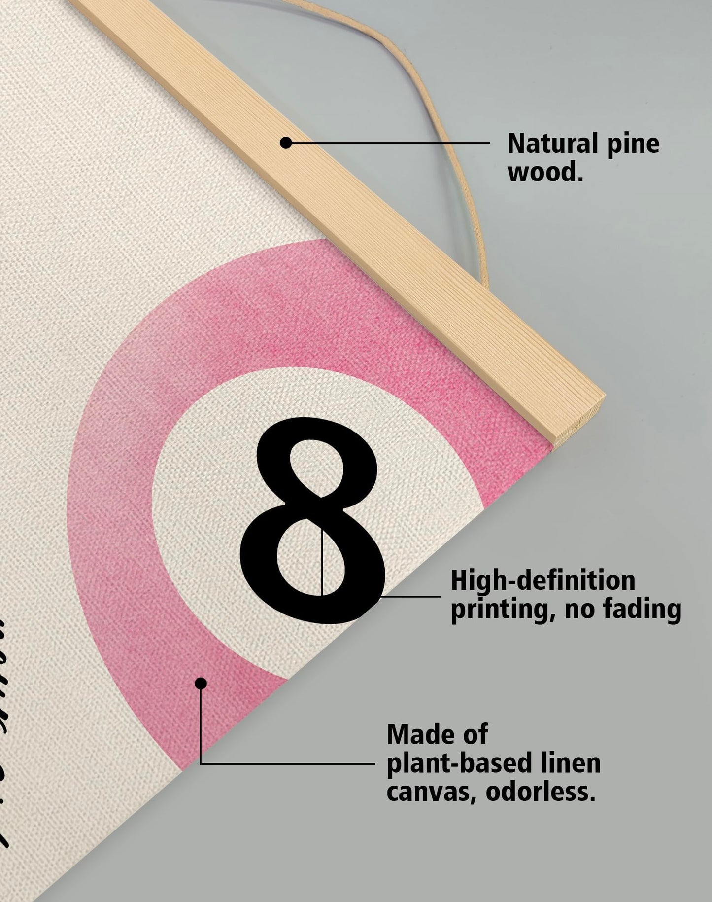 You found a duck Luck Is On Your Side Lucky Number 8 8-Ball Linen Wall Art,Pink Number 8 Wall Poster Decor for Dormitory, Office, or Home, Best Gift for Friends& Sisters 18.5×14 Inch (LKY01)