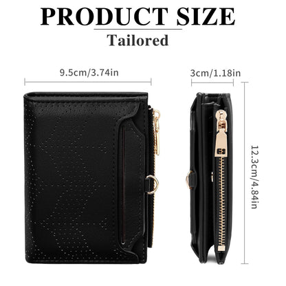 FALAN MULE Small Wallet Women RFID Blocking Bifold Compact Card Holder Vegan Leather Wallet for Women with ID Window