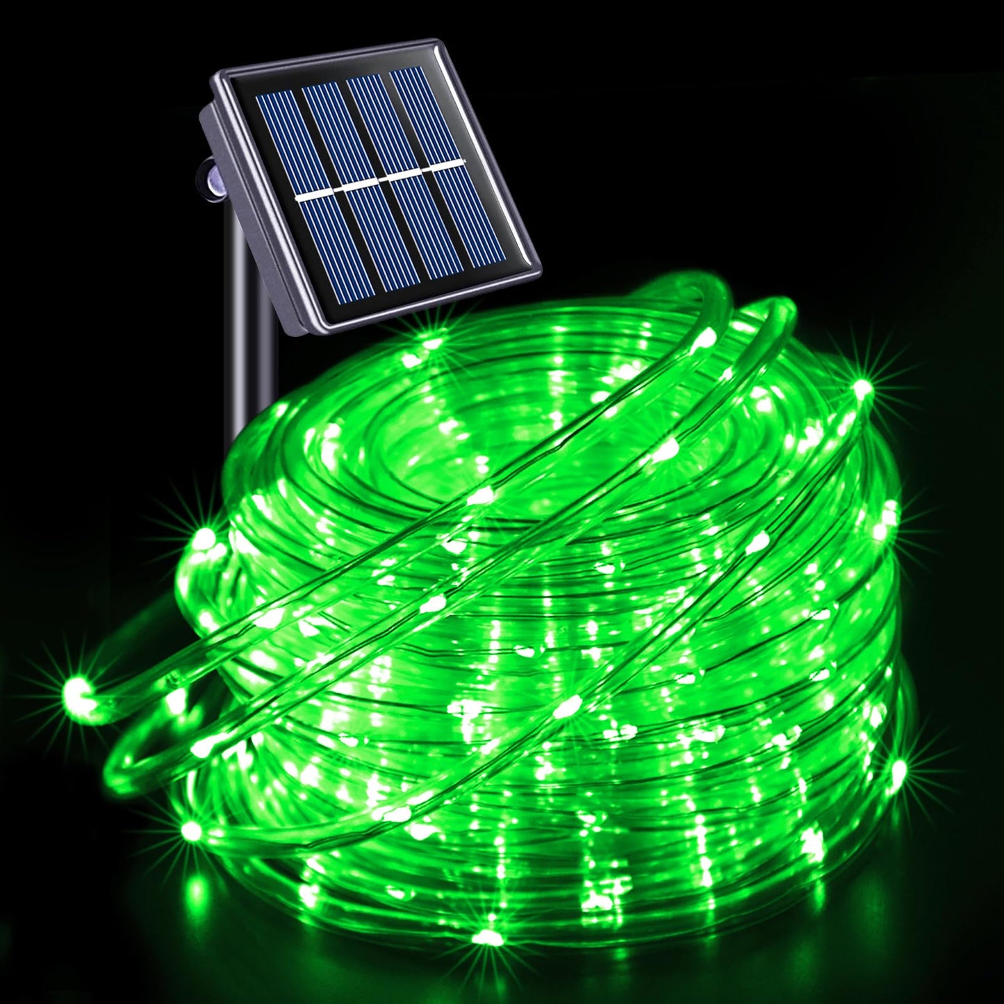 JMEXSUSS Green Halloween Solar Lights, 66 ft 200 LED Rope Lights Outdoor Waterproof, PVC Tube Green Christmas String Lights for Halloween Party Tree Fence Christmas