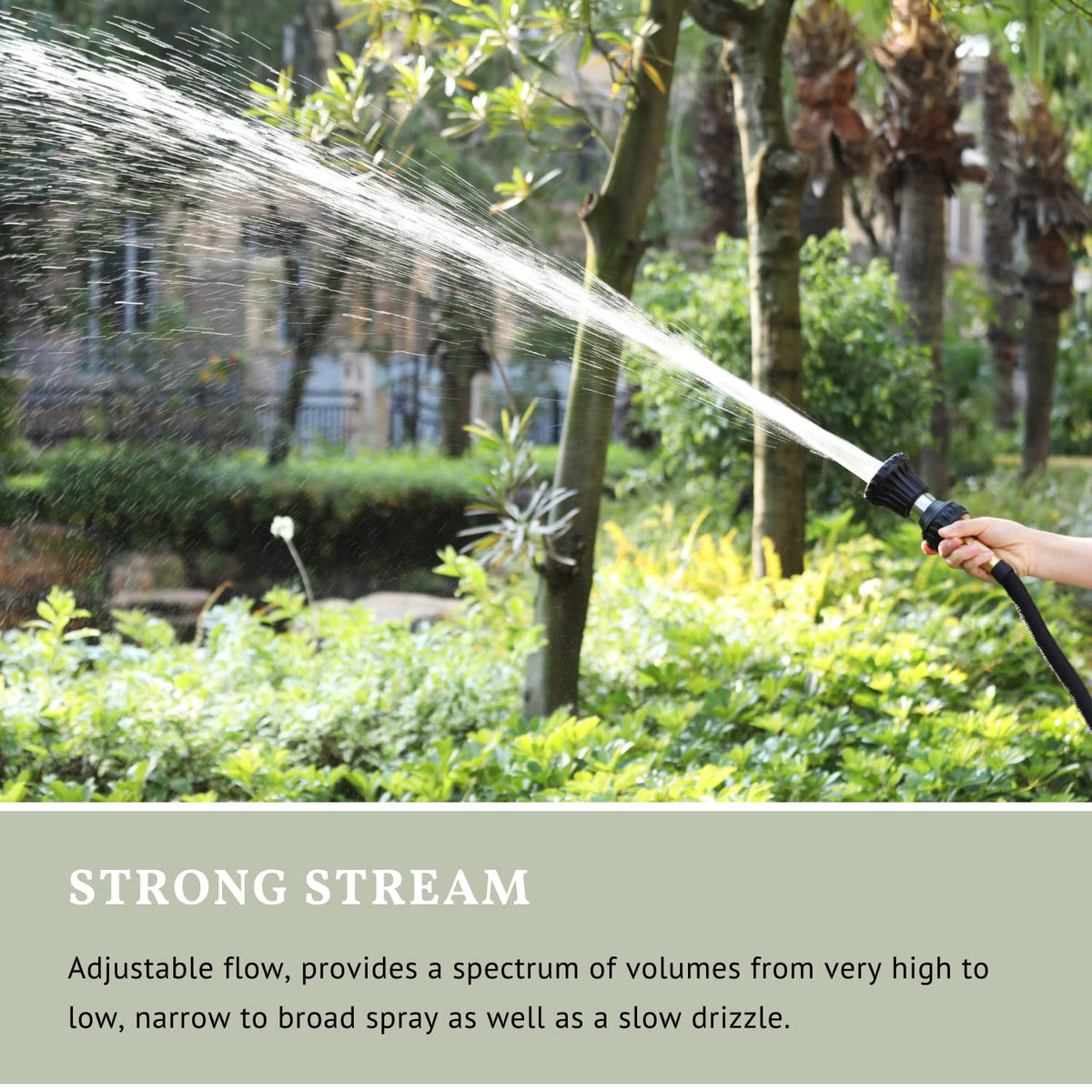 HOSUN Fire Hose Nozzle for Garden Hose, Heavy Duty Fireman Style Garden Hose Nozzles, Leak Proof & Adjustable Water Nozzle High Pressure, Best for Watering Plant & Lawn, Washing Car & Pet (Black)