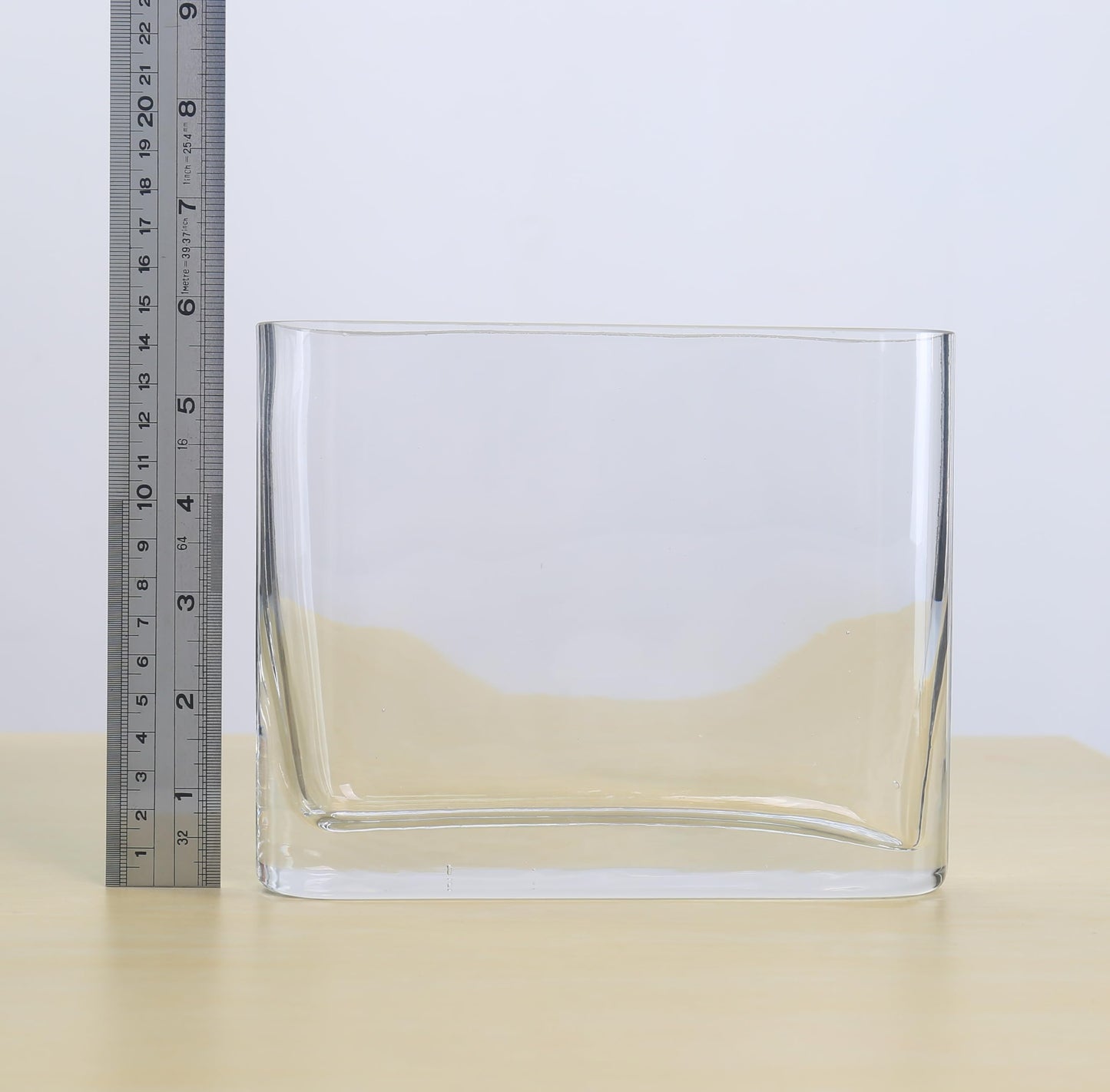 CYS EXCEL Glass Book Vase (H:6" Open:7"x2") Round Edge Oval Flower Vase Rectangular Wedding Centerpiece