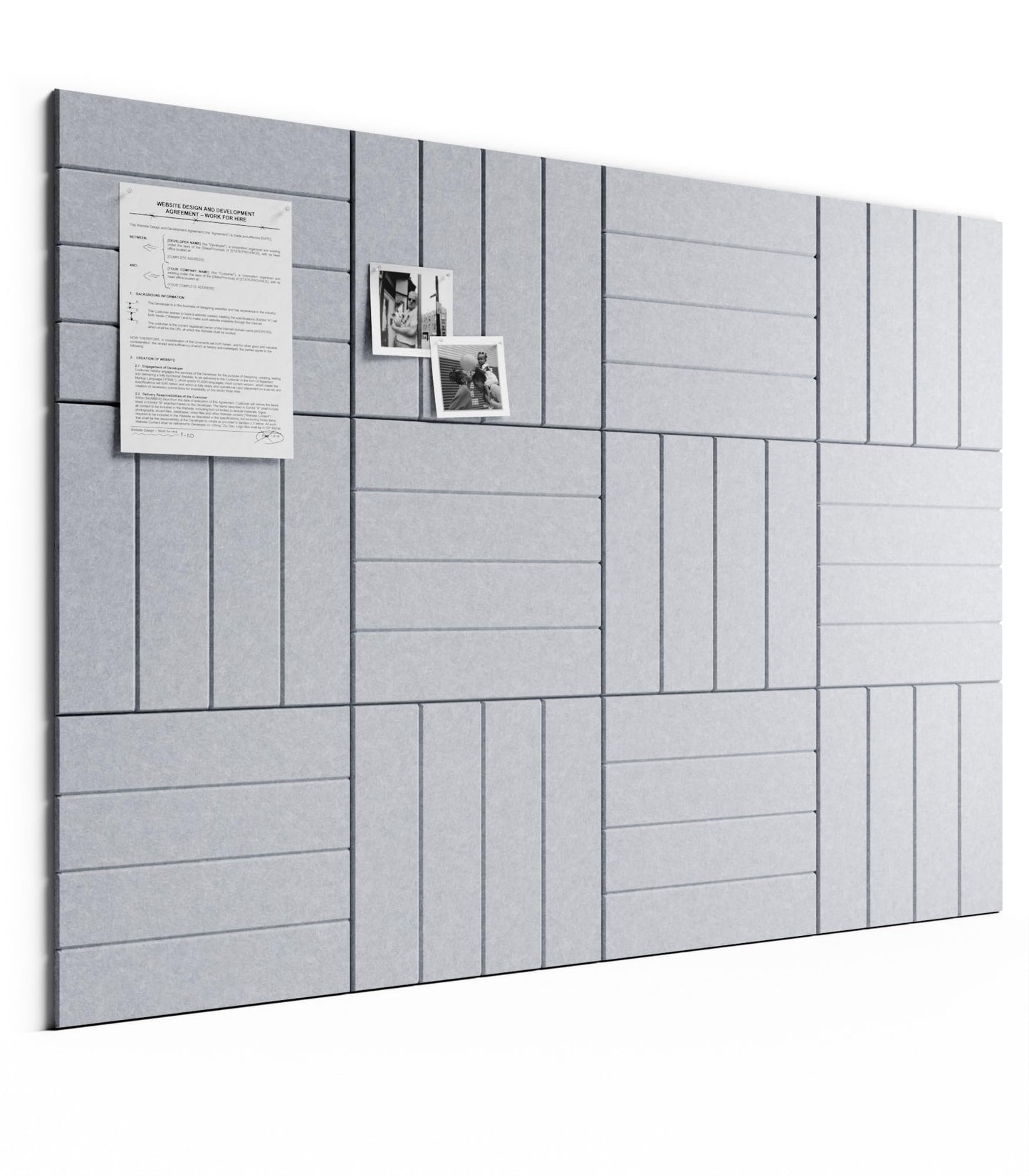 Bumusty Large Cork Board Alternative-48 x 36" Felt Bulletin Board Tiles, with 30 Pushpins, 70 Adhesive Tabs, Bold-Stripe 12-Pack, Cork Boards for Office Push Pin Board Felt Board-Soft Gray